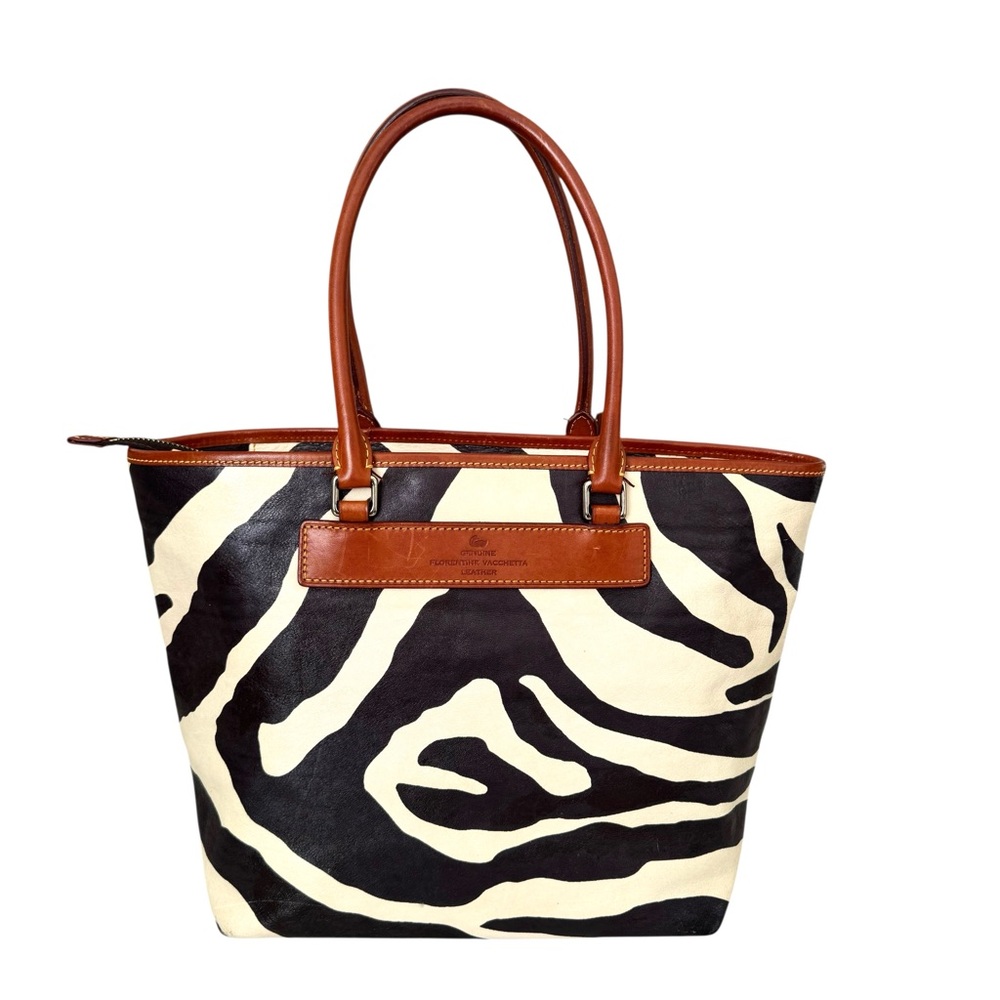 Dooney & Bourke Large Shoulder Bag Zebra Print Vachetta Leather Tote - Picture 8 of 17
